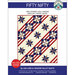 Front of the pattern with an image of the completed Haul Out the Holly quilt isolated on a white background with navy blue banners at the top and bottom with the title of the product and creator information