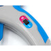 Close-up of a gray and blue hot glue gun showing a close up on the toggle switch, marked H in pink and L in blue.