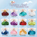 All twelve Birthstone Angels, arranged in rows of four against a cloudy light blue background, denoted by month.