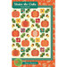 Front of the Under the Oaks pattern showing a digital image of the completed quilt in autumn orange, green, and teal tones featuring pumpkins, and the title across the top