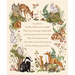 A cream colored Quilting Cuddle panel with a lettered print and a forest animal border.