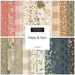 Square collage of fabrics in the the Fable & Fern collection featuring florals, animals, plaids, and trees in hues of pink, cream, taupe, and blue.