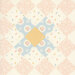an 8x8 swatch of the panel featuring the patchwork block of blush, cream, blue, and yellow fabrics.
