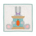 The completed April spool, featuring a large gray bunny holding a blue spool with an orange carrot, isolated on a white background.