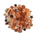 A scattered collection of various peach buttons in different sizes and styles.
