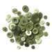 A pile of green buttons in a variety of sizes.
