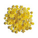 A scattered collection of various yellow buttons in different sizes and styles.