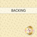 A cream colored fabric with a soft design of floral swirls. A banner at the top reads "Backing"and a gold shabby fabrics logo rests in the bottom right corner.  