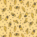 Fabric featuring playful illustrations of Winnie the Pooh and bees on a yellow background.