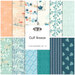 A square collage of the Gulf Breeze collection featuring shells, florals, and marine life in shades of peach, aqua, and blue.