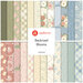 A square collage featuring the mix of fabrics in the Backroad Blooms collection in hues of green, blue, pink, and cream.