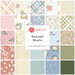 A square grid featuring the fat quarter fabrics in the Backroad Blooms collection in hues of green, blue, pink, and cream.