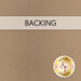 A swatch of solid brown Cuddle fabric with a transparent banner over the top reading, "Backing" and a golden shabby fabrics logo rests in the bottom right corner.