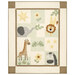 The completed On Safari quilt kit colored in solid fabric and laser cut appliqué, isolated on a white background.