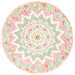 The completed Kaleidoscope Folded Star Table Topper in colored in peach, cream, and misty green fabrics from the Kindness collection by Deb Strain for Moda Fabrics, isolated on a white background.