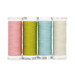 Image of a thread set featuring four spools in light pink, ecru, japanese fern, and pastel jade.