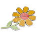 The flower shaped needle minder on a white background with two needles on the magnet.