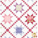 A closer look at the quilt, demonstrating layout of the patchwork stars and chains.