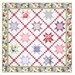 The completed Starry Lattice Quilt, colored in pink, purple, green, periwinkle, and white fabrics from the Hydrangeas in the Garden collection by Jennifer Bosworth for Riley Blake Designs, isolated on a white background.