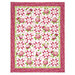The completed Patchwork Quilt colored in pink, green, and white fabrics from the Hydrangeas In The Garden collection from Riley Blake Designs, isolated on a white background.