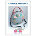 The front cover of the pattern featuring the completed Carry Round bag, a circular design with a quilted surface, a dresden plate flower, dual handles, and a cross body strap.
