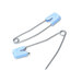 An image of two Diaper Pins, one clasped and the other unclasped, isolated on a white background.