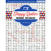 The front cover of the Happy Quilter Word Search Book by Pam Yamin, with a large-print word search in the background.