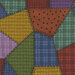 Dark multicolor fabric in varying styles and shades with many different patterns of flannel and dots. 