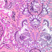 An 8 x 8 of the ombre fabric showing detail of the unicorns, Pegasus, and hippocampi creatures. 