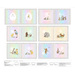 Colorful illustrations of various animals in playful scenes on a soft pastel background.