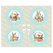placemat panel featuring 4 scalloped placemats with easter-themed prints in the center on a floral background