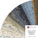 A fanned fabric collage featuring rustic blue fabrics from the Return of the Bird of Happiness collection by Henry Glass. 
