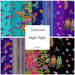 Collage of the available yardage fabrics from the Night Flight fabric collection.