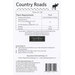 Label for Country Roads quilt pattern, detailing fabric requirements and special notes.