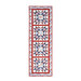 The completed table runner in red, white, and blue floral fabrics from the Forever Blooms collection, isolated on a white background.