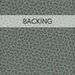 A swatch of cadet blue fabric with a tossed, ditsy motif of abstract, primitive florals in mulberry and black. A transparent banner at the top reads "Backing."
