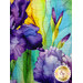 A super close up on the center panel of the project, showing details on the vibrant colors and marbled iris print along with top quilting details..