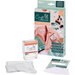 Craft label maker kit with textile stamp, pre-cut labels, positioning guide, and clear stamp holder.