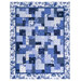 The completed Easy as ABC Quilt Kit in dark blue, blue, and white fabrics from the Blue Belle collection by Maywood Studio, isolated on a white background. 