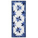 The completed Floating Stars table runner finished in dark blue, blue, and white fabrics from the Blue Belle collection by Maywood Studio, isolated on a white background. 
