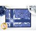 A top down close up of one of the Fat Quarter Shuffle Mats, demonstrating the white and blue fabric colors. 