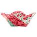 One of the Berry & Sage bowl cozies in red, pink, and green fabrics, isolated on a white background.
