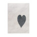 Charcoal gray wool felt heart on a textured beige background.