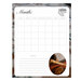 Interior page of the Stitchers Journal featuring a monthly calendar page, notes section, and a photo image of an antiqued ruler