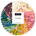 Colorful fabric swatches in a circular arrangement, labeled Corsage by Moda, featuring various floral patterns.