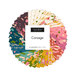 Colorful fabric squares arranged in a circle, labeled Corsage by Moda Fabrics.