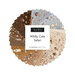 Circular collage of fabrics from the Wildly Cute Safari collection featuring safari animals and geometric prints in hues of brown, blue, and cream.