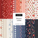 Square collage of fabrics from the Blossom Jubilee collection featuring florals, ginghams, and polka dots in shades of red, pink, ivory, and blue.