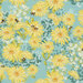This viridian fabric features frolicking bees, daisies, and tiny white flowers nestled among leafy foliage.