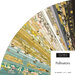 A fanned college of bee themed fabric from the Pollinators collection by Moda Fabrics. 